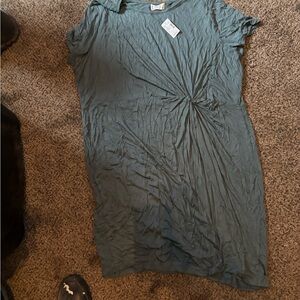 Anthropologie Green Ruched Dress